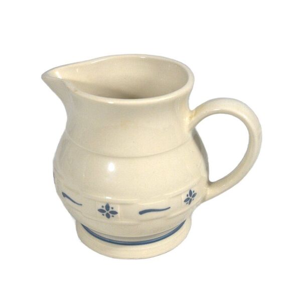 Longaberger Pottery Pitcher Blue Woven Traditions 1 Quart 6 inches - Picture 1 of 4